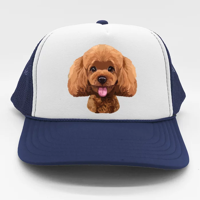 Playful Toy Poodle Face Funny Dog Trucker Hat