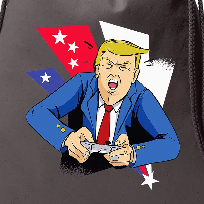 President Trump Playing Video Games 4th July Drawstring Bag