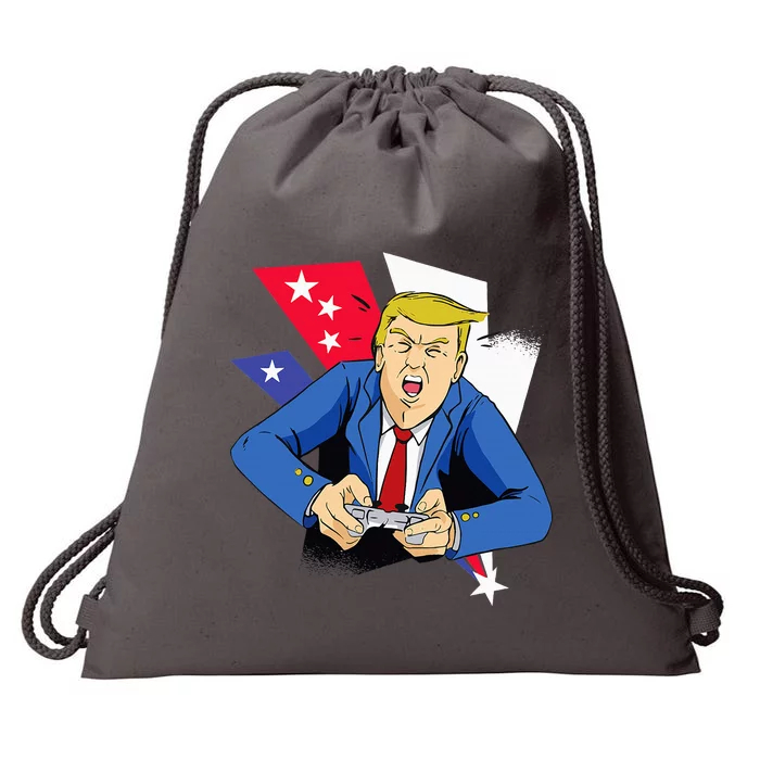 President Trump Playing Video Games 4th July Drawstring Bag