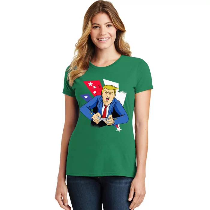 President Trump Playing Video Games 4th July Women's T-Shirt