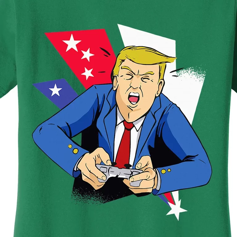 President Trump Playing Video Games 4th July Women's T-Shirt