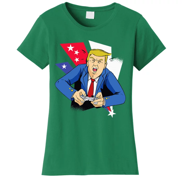 President Trump Playing Video Games 4th July Women's T-Shirt