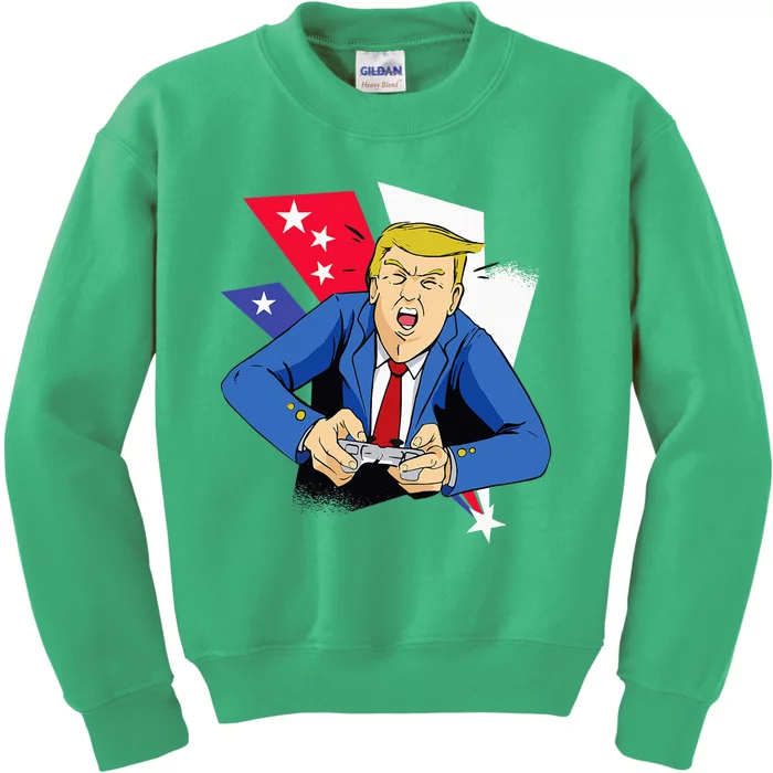 President Trump Playing Video Games 4th July Kids Sweatshirt