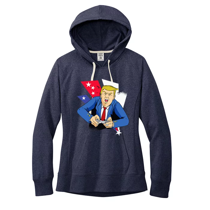 President Trump Playing Video Games 4th July Women's Fleece Hoodie