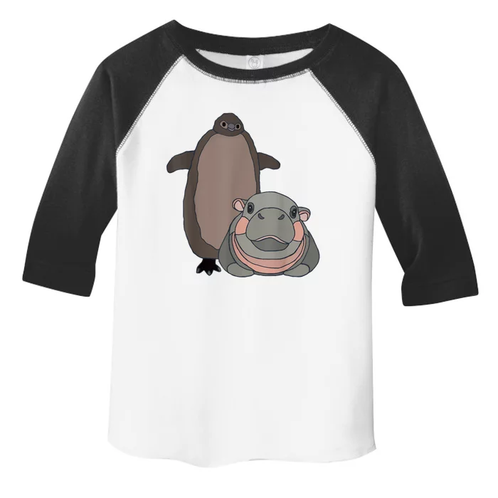 Pesto The Penguin And Moo Deng The Baby Hippo Funny Toddler Fine Jersey T-Shirt