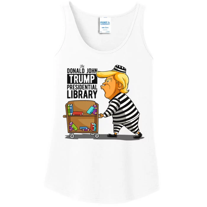 Prison Trump Presidential Library Funny Anti Trump Ladies Essential Tank