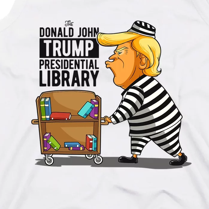 Prison Trump Presidential Library Funny Anti Trump Tank Top