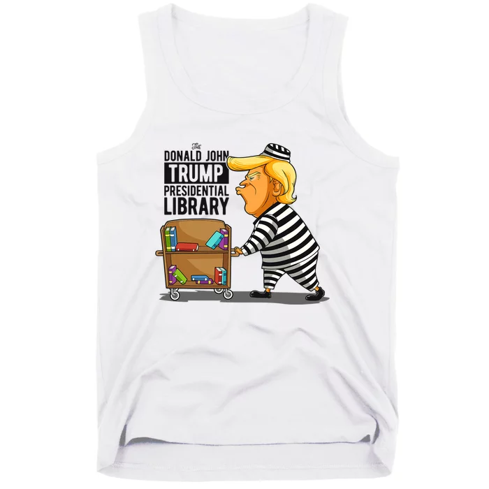 Prison Trump Presidential Library Funny Anti Trump Tank Top