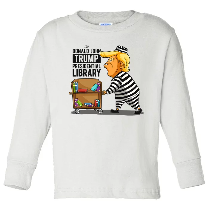 Prison Trump Presidential Library Funny Anti Trump Toddler Long Sleeve Shirt