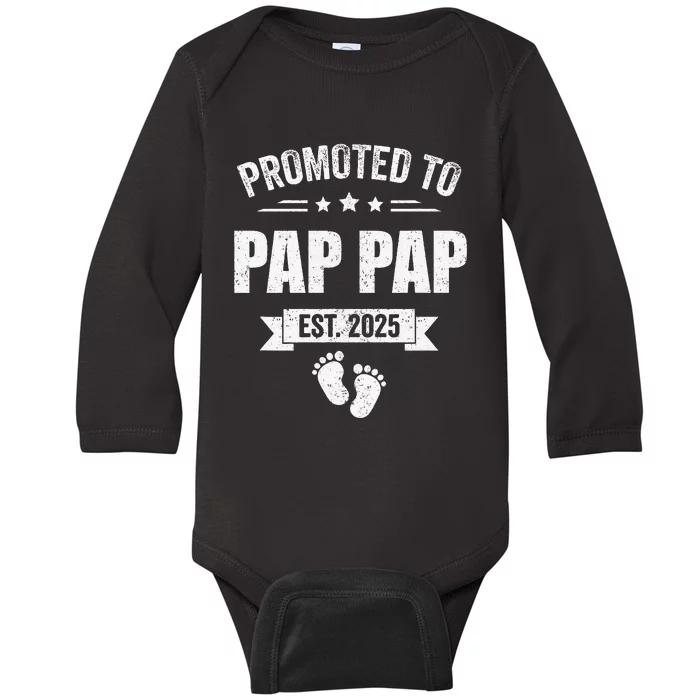 Promoted To Pap Pap Est 2025 Fathers Day First Time New Baby Long Sleeve Bodysuit