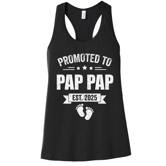 Promoted To Pap Pap Est 2025 Fathers Day First Time New Women's Racerback Tank