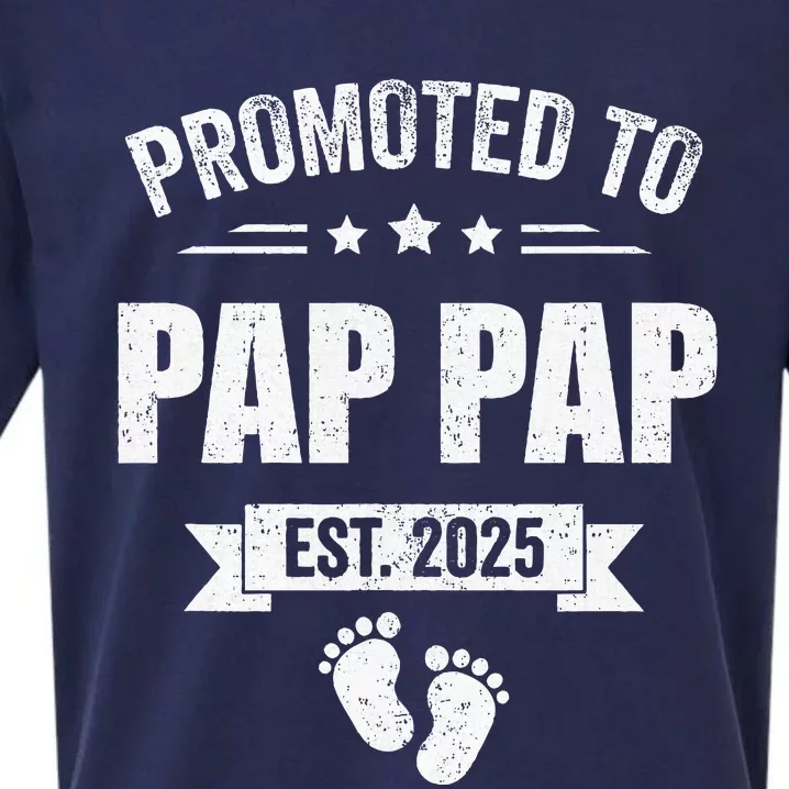 Promoted To Pap Pap Est 2025 Fathers Day First Time New Sueded Cloud Jersey T-Shirt