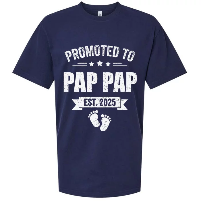 Promoted To Pap Pap Est 2025 Fathers Day First Time New Sueded Cloud Jersey T-Shirt