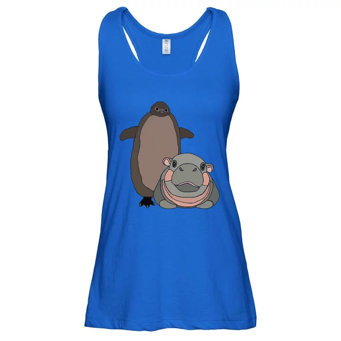 Pesto The Penguin And Moo Deng The Baby Hippo Funny Gift Ladies Essential Flowy Tank