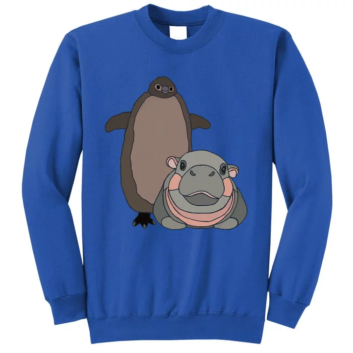 Pesto The Penguin And Moo Deng The Baby Hippo Funny Gift Tall Sweatshirt