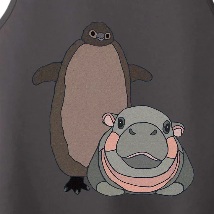 Pesto The Penguin And Moo Deng The Baby Hippo Funny Gift Performance Tank