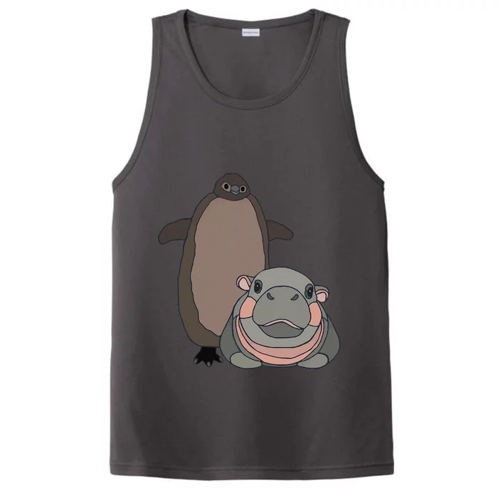 Pesto The Penguin And Moo Deng The Baby Hippo Funny Gift Performance Tank