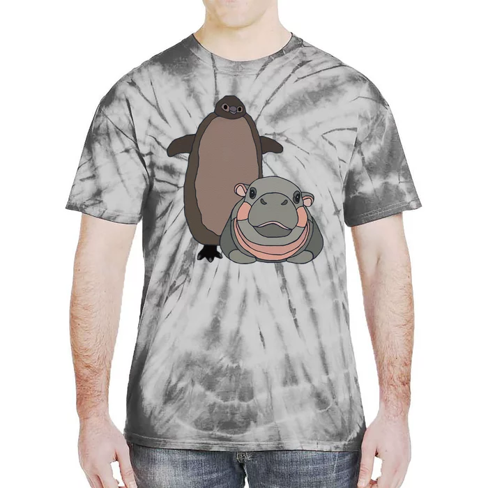 Pesto The Penguin And Moo Deng The Baby Hippo Funny Gift Tie-Dye T-Shirt