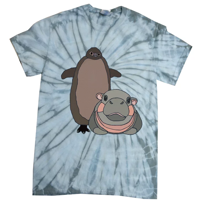 Pesto The Penguin And Moo Deng The Baby Hippo Funny Gift Tie-Dye T-Shirt