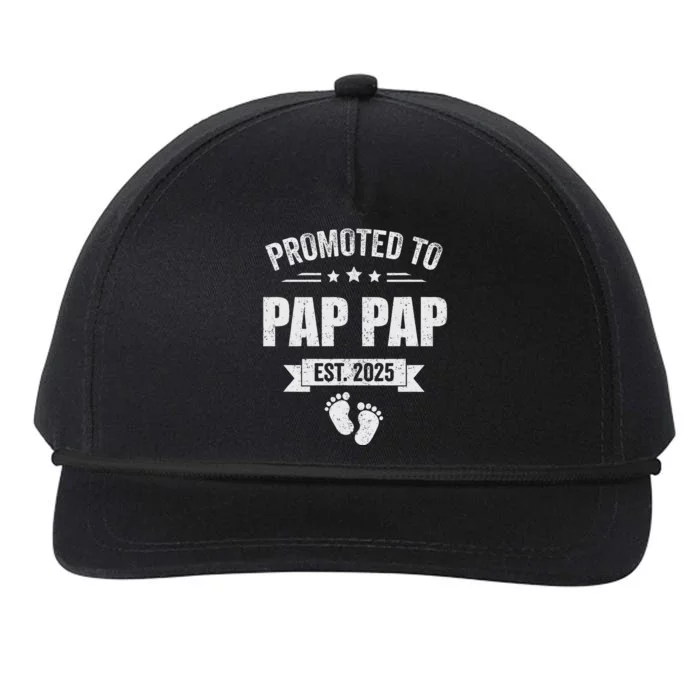 Promoted To Pap Pap 2025 New Grandpa Snapback Five-Panel Rope Hat