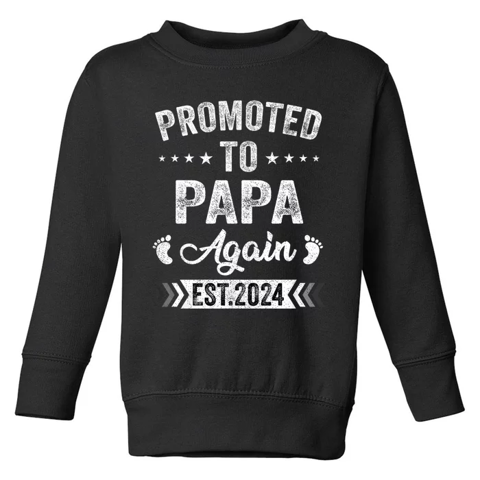 Promoted To Papa Again Est 2024 Announcement Toddler Sweatshirt