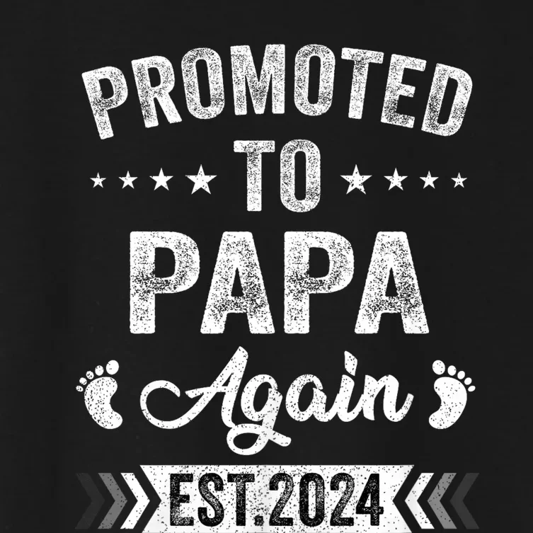 Promoted To Papa Again Est 2024 Announcement Women's Crop Top Tee