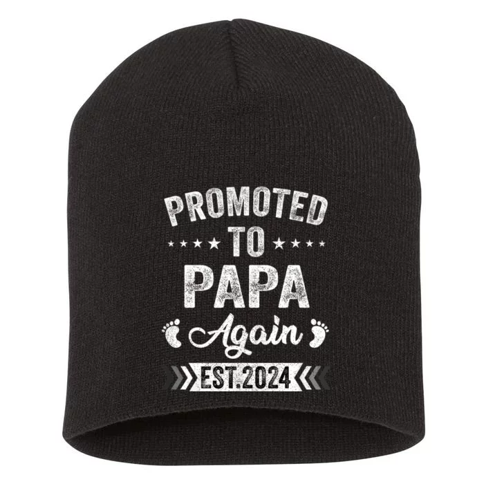 Promoted To Papa Again Est 2024 Announcement Short Acrylic Beanie