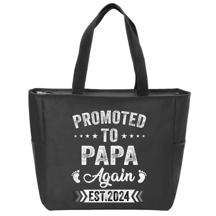 Promoted To Papa Again Est 2024 Announcement Zip Tote Bag