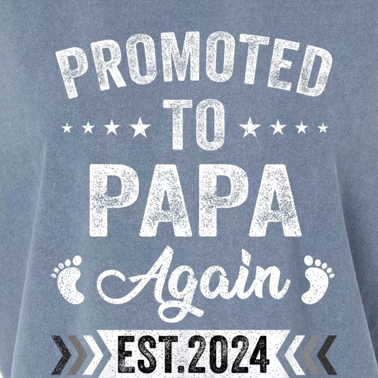 Promoted To Papa Again Est 2024 Announcement Garment-Dyed Women's Muscle Tee