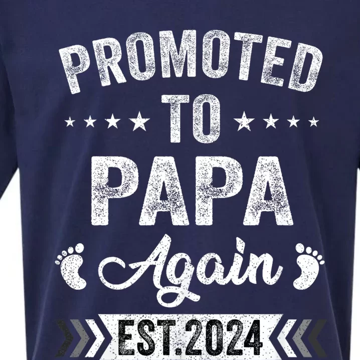 Promoted To Papa Again Est 2024 Announcement Sueded Cloud Jersey T-Shirt