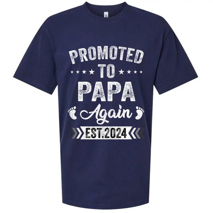 Promoted To Papa Again Est 2024 Announcement Sueded Cloud Jersey T-Shirt