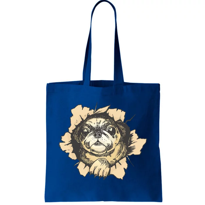 Pug Torn Tote Bag