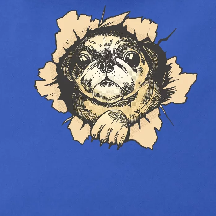 Pug Torn Zip Tote Bag