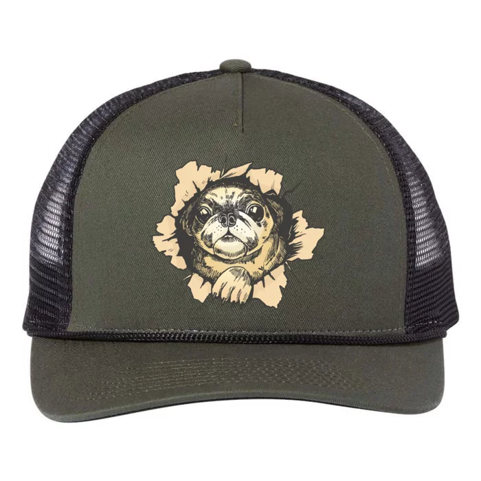 Pug Torn Retro Rope Trucker Hat Cap