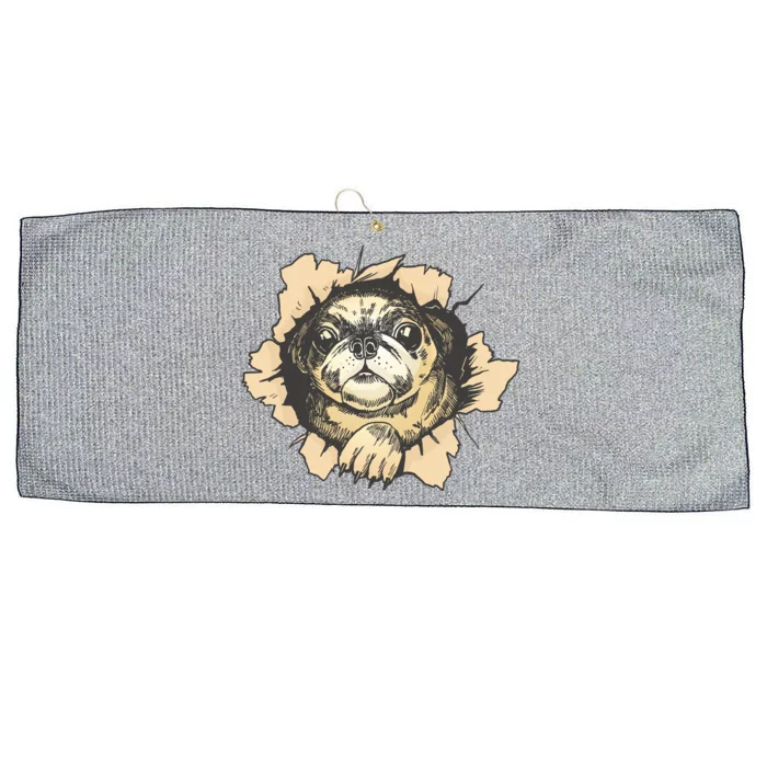 Pug Torn Large Microfiber Waffle Golf Towel