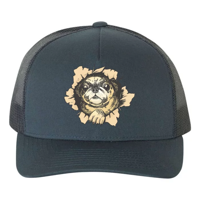 Pug Torn Yupoong Adult 5-Panel Trucker Hat