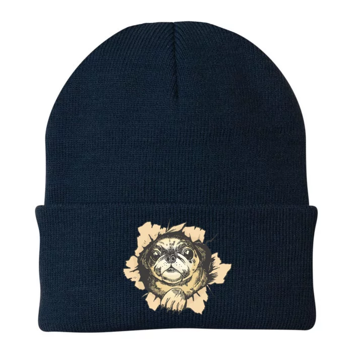 Pug Torn Knit Cap Winter Beanie