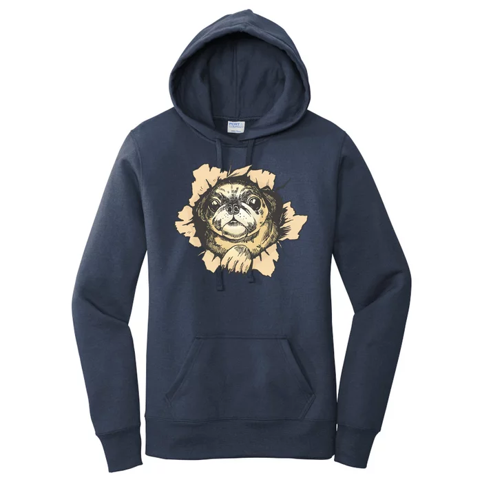 Pug Torn Women's Pullover Hoodie