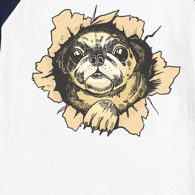 Pug Torn Baseball Sleeve Shirt