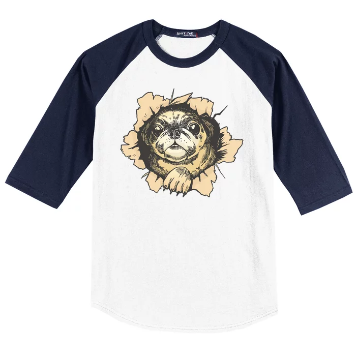 Pug Torn Baseball Sleeve Shirt