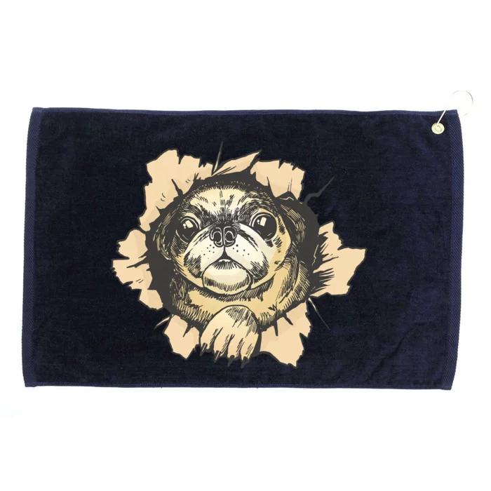 Pug Torn Grommeted Golf Towel