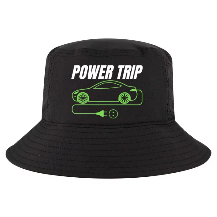 Power Trip, Proud S EV Owner, Drive EVs Funny Electric Car Cool Comfort Performance Bucket Hat