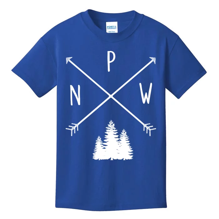 Pine Trees Pacific Northwest Pnw With Arrows Outdoor Gift Cute Gift Kids T-Shirt