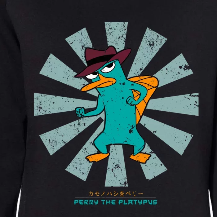 Perry The Platypus Retro Japanese Womens California Wash Sweatshirt