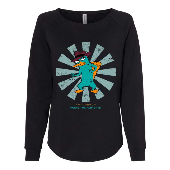 Perry The Platypus Retro Japanese Womens California Wash Sweatshirt