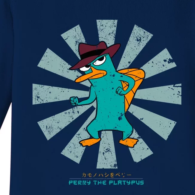 Perry The Platypus Retro Japanese Baby Long Sleeve Bodysuit