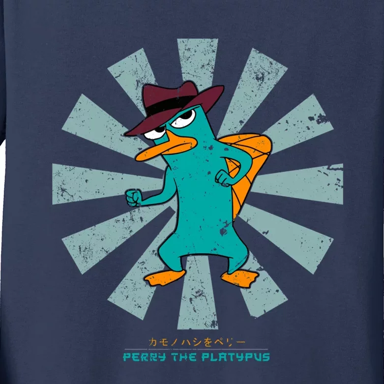 Perry The Platypus Retro Japanese Kids Long Sleeve Shirt