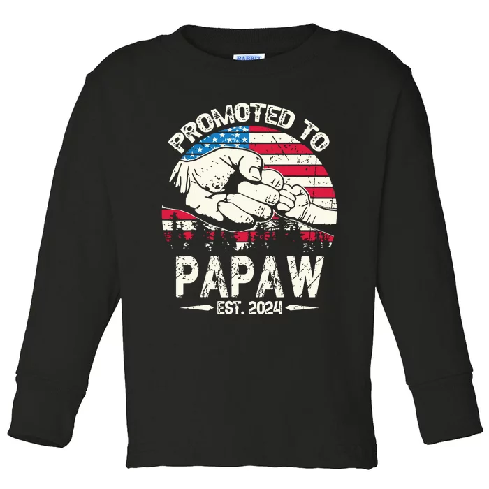 Promoted To Papaw 2024 Soon To Be Dad 2024 New Dad Toddler Long Sleeve Shirt