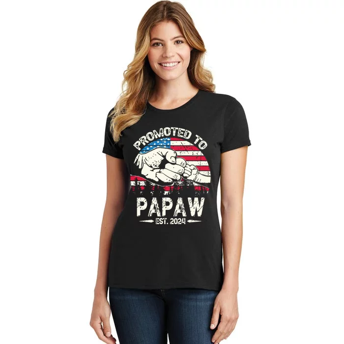 Promoted To Papaw 2024 Soon To Be Dad 2024 New Dad Women's T-Shirt