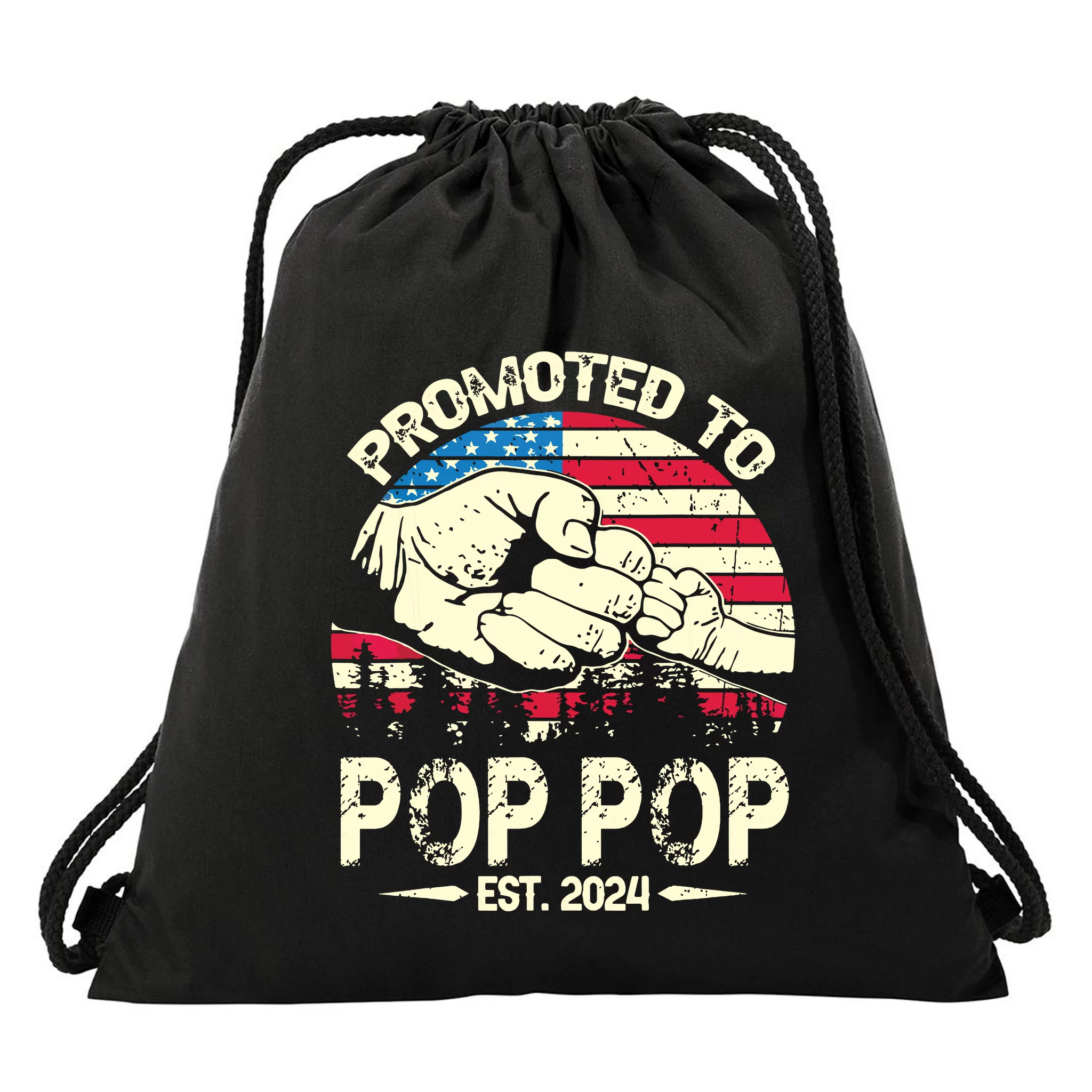 Promoted To Pop Pop 2024 Soon To Be Pop Pop 2024 New Dad Drawstring Bag   Ptp4805389 Promoted To Pop Pop 2024 Soon To Be Pop Pop 2024 New Dad  Black Dsb Garment.webp